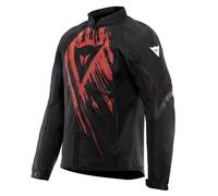 DAINESE - Air Graphics Tex Jacket, Veste de Moto Été, Ventilée et Légère, avec Protections Douces sur les Epaules et les Coudes, Homme, Noir/Rouge Tarmac, 48
