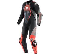Dainese Audax D-Zip Combinaison en cuir de moto 1 pièce perforée, noir/anthracite/rouge, Taille 44