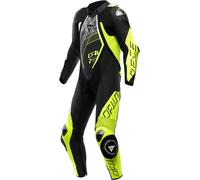 Dainese Audax D-Zip Combinaison en cuir de moto 1 pièce perforée, noir/jaune/blanc, Taille 46