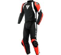 Dainese Avro 4, combinaison en cuir 2pcs. 48 Noir Mat/Rouge Néon/Blanc Noir Mat/Rouge Néon/Blanc