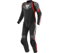 Dainese Avro 4 Combinaison moto 2 pièces en cuir, noir-gris-rouge, taille 54 pour homme
