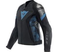 DAINESE AVRO 5 Damen Lederjacke schwarz-türkisblau-antrazit 44