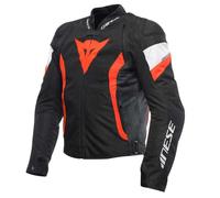 DAINESE - Avro 5 Tex Jacket, Veste de Moto en Tissu avec Protections d'Epaule, Homme, Noir/Rouge Fluo/Blanc, 52