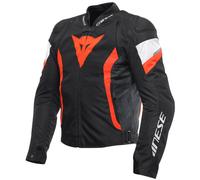 DAINESE - Avro 5 Tex Jacket, Veste de Moto en Tissu avec Protections d'Epaule, Homme, Noir/Rouge Fluo/Blanc, 48