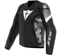 Dainese Avro 5 Veste en cuir de moto, Noir/Blanc/Gris, Taille 50