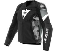 Dainese Avro 5 Veste en cuir de moto, noir-gris-blanc, taille 56 pour homme