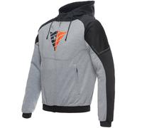 Dainese - Daemon-X Safety Hoodie Full Zip, Sweat-Shirt De Moto En Tissu, Protections Des Épaules Et Des Coudes, Veste Moto Pour Hommes, Gris Mélange/Noir/Rouge Fluo, 60