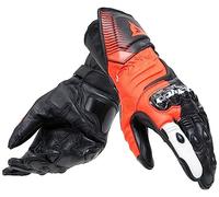 DAINESE - Carbon 4 Long Gloves, Gant de Moto en Cuir, Long, avec Protections des Articulations en Carbone, Homme, Black/Fluo-Red/White, L