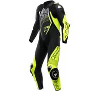 Dainese Audax D-Zip Combinaison en cuir de moto 1 pièce perforée, noir-blanc-jaune, taille 44 pour homme