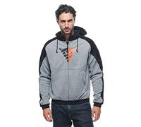 Dainese - Daemon-X Safety Hoodie Full Zip, Sweat-Shirt De Moto En Tissu, Protections Des Épaules Et Des Coudes, Veste Moto Pour Hommes, Gris Mélange/Noir/Rouge Fluo, 54
