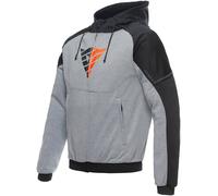 Dainese - Daemon-X Safety Hoodie Full Zip, Sweat-Shirt De Moto En Tissu, Protections Des Épaules Et Des Coudes, Veste Moto Pour Hommes, Gris Mélange/Noir/Rouge Fluo, 60