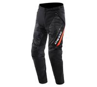 DAINESE - Drake 2 Super Air Tex Pants, Pantalon de Moto Ventilé, Tissu, pour la Saison d'Eté, avec Protecteurs Amovibles, Noir/Anthracite/Rouge-Fluo, 52