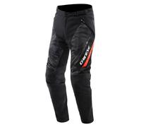 DAINESE - Drake 2 Super Air Tex Pants, Pantalon de Moto Ventilé, Tissu, pour la Saison d'Eté, avec Protecteurs Amovibles, Homme, Noir/Anthracite/Rouge-Fluo, 62
