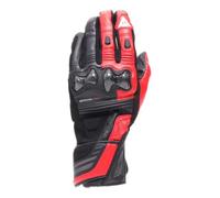 Dainese Gants de moto Reacto Carbon Long – Cuir, protection des phalanges en carbone, Noir/Rouge XL