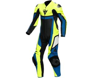 Dainese Gen-Z Costume en cuir pour enfants perforé One Piece, bleu-jaune, taille M 164 pour des gamins