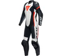 Dainese Grobnik 1-Piece Ladies Moto Leather Suit, noir-blanc-rouge, taille 52 pour femmes