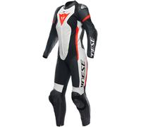 Dainese Grobnik Combinaison en cuir de moto une pièce perforée pour femmes, Noir/Blanc/Rouge, Taille 38