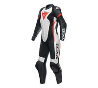 Combinaison en cuir Femme Dainese GROBNIK 1PC perforé Noir/Blanc/Rouge Fluo