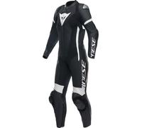 Dainese Grobnik S26 Combinaison en cuir de moto pour femmes perforée en une pièce, Noir/Noir/Blanc, Taille 46