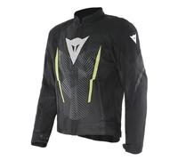 DAINESE - Herosphere Air Tex Jacket, Veste de Moto en Tissu, Ventilée et d'Eté, Homme, Noir/Blanc/Jaune-Fluo, 58