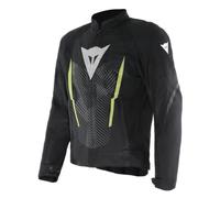 DAINESE - Herosphere Air Tex Jacket, Veste de Moto en Tissu, Ventilée et d'Eté, Noir/Blanc/Jaune-Fluo, 58