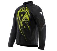 DAINESE - Air Graphics Tex Jacket, Veste de Moto Été, Ventilée et Légère, avec Protections Douces sur les Epaules et les Coudes, Homme, Noir/Jaune Fluo Tarmac, 56