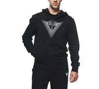 Dainese - Hoodie Logo, Sweatshirt Décontracté pour Hommes, Fermeture Éclair sur Le Devant, Sweat À Capuche, 100% Coton, Noir/Blanc, M
