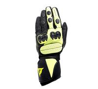 Dainese Impeto D-Dry Gloves, Gants de Moto en Cuir, pour Homme et Femme, Noir/Jaune Fluo, L