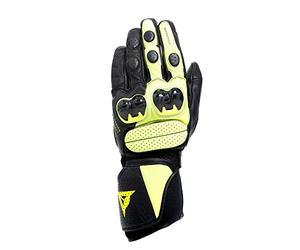 Dainese Impeto D-Dry Gloves, Gants de Moto en Cuir, pour Homme et Femme, Noir/Jaune Fluo, L