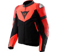 Dainese Iperattiva, Veste en cuir-textile 54 Noir/Rouge Néon Noir/Rouge Néon