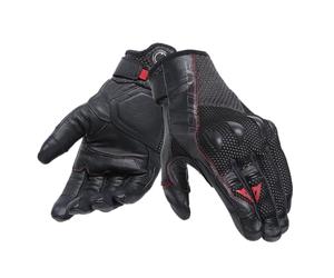 Dainese - Karakum Ergo-Tek Magic Connection Gloves, Gants Moto Été, Gants Homme Tissu Ventilé Et Extensible, Paume Cuir, Protège Jointures, Noir/Noir, Homme