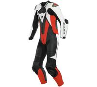 Dainese Laguna Seca 5, costume en cuir 1pcs. perforé 52 Noir/Blanc/Rouge Néon Noir/Blanc/Rouge Néon