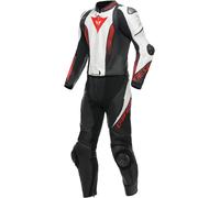 Dainese Laguna Seca 5 Costume en cuir de moto 2 pièces, noir-blanc-rouge, taille 58 pour homme