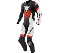 Dainese Laguna Seca 6, combinaison en cuir 1pcs. perforée 50 Noir/Blanc/Rouge Néon Noir/Blanc/Rouge Néon