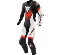 Dainese Laguna Seca 6, combinaison en cuir 1pcs. perforée 56 Noir/Blanc/Rouge Néon Noir/Blanc/Rouge Néon