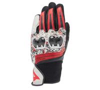 DAINESE - Mig 3 Unisex Gloves, Gants de Moto en Cuir, Protection des Articulations, Compatibilité avec les Écrans Tactiles, pour Hommes et Femmes, Noir/Rouge Spray/Blanc, XXL