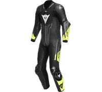 Dainese Misano 3 D-Air Airbag Combinaison en cuir de moto 1 pièce perforée, noir-gris-jaune, taille 64 pour homme