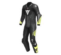 Dainese Misano 3 D-Air Airbag Combinaison en cuir de moto 1 pièce perforée, schwarz/grau/gelb, 52