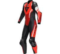 Dainese Misano 3 D-Air perforé 1 pièce dames Combinaison en cuir de moto, Noir/Blanc/Rouge, Taille 44