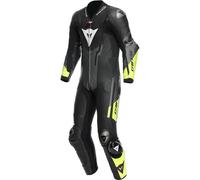 Dainese Misano 3 D-Air Airbag Combinaison en cuir de moto 1 pièce perforée, noir-gris-jaune, taille 54 pour homme