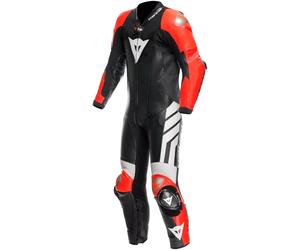 Dainese Mugello 3 D-Air Combinaison de moto en cuir 1 pièce perforée, noir-blanc-rouge, taille 46 pour homme