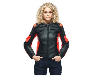 Dainese Racing 4 Blouson cuir femme Noir/Rouge 42