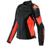 Dainese Racing 4 Veste en cuir de moto pour dames, noir/rouge, Taille 42