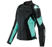 Dainese Racing 4 Veste en cuir de moto pour dames, noir/turquoise, Taille 44