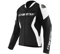 Dainese Racing 5 Blouson en cuir de moto pour femmes, Noir/Blanc, Taille 42