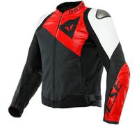 Dainese Sportiva Veste en cuir de moto, noir-blanc-rouge, taille 44 pour homme