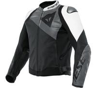 Dainese Sportiva Veste en cuir de moto, Noir/Gris/Blanc, Taille 46