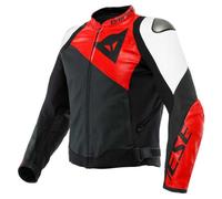 Dainese Sportiva Veste en cuir de moto, noir/rouge/blanc, 58