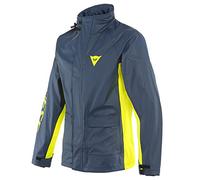 Dainese Storm 2 Unisex Jacket, Veste Imperméable Moto, Pour Homme et Femme, Black-Iris/Jaune Fluo, L