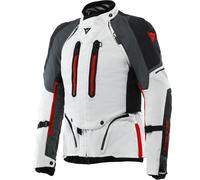 Dainese Super Adventure Absoluteshell Veste textile de moto imperméable, Gris clair/noir/rouge, Taille 52